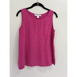 Josephine Chaus Hot Pink Fuchsia Tank‎ Top Size 10 Petite Sleeveless Round Neck